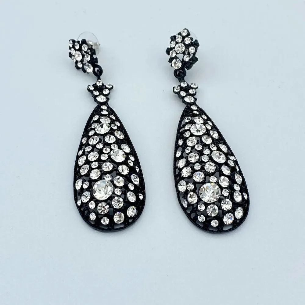 Amrita Singh Austrian Crystal Jet Black Crystal Earrings